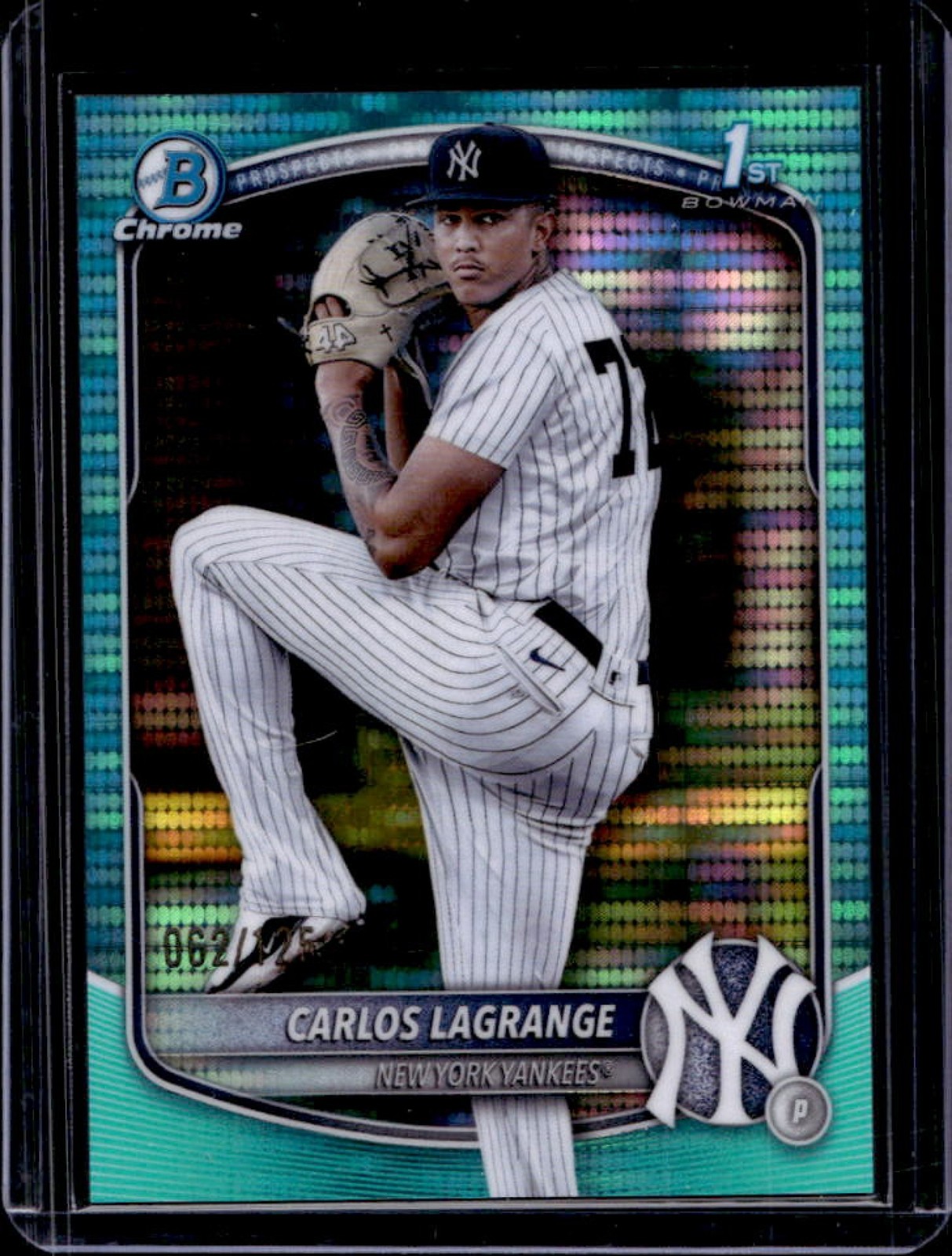 2025 Bowman Chrome Carlos Lagrange Aqua Pulsar Refractor 1st #/125 Yankees