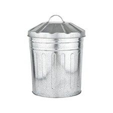 15 L Home Garden Indoor Outdoor Steel Galvanised Metal Kitchen Dustbin With Hand