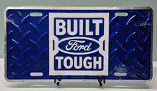 Built Ford Tough Diamond Plate License Plate Embossed Aluminum Car Tag