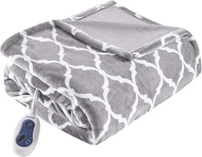 Beautyrest Ogee Printed Plush Electric Blanket for Cold Weather, Throw 60x70
