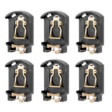 6 x Brown Plastic Housing Button Cell Battery Socket Holder Case