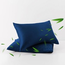 2 Pack Cooling Pillow Cases King Size 20 x 36" Navy Blue Cold Pillow Cover