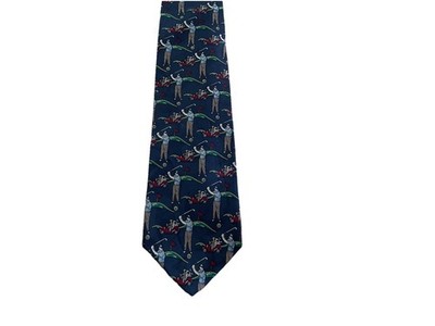 Corner Stone Necktie Mens OS Navy Blue Silk Golf Novelty Print Made in USA