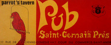 Vintage Restaurant Menu Parrot s Tavern Pub Saint-Germain Paris France 1968-70s