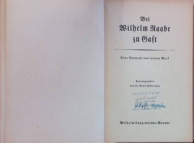 Bei Wilhelm Raabe zu Gast, eine Auswahl aus seinem Werk Rübenthal, Ernst: