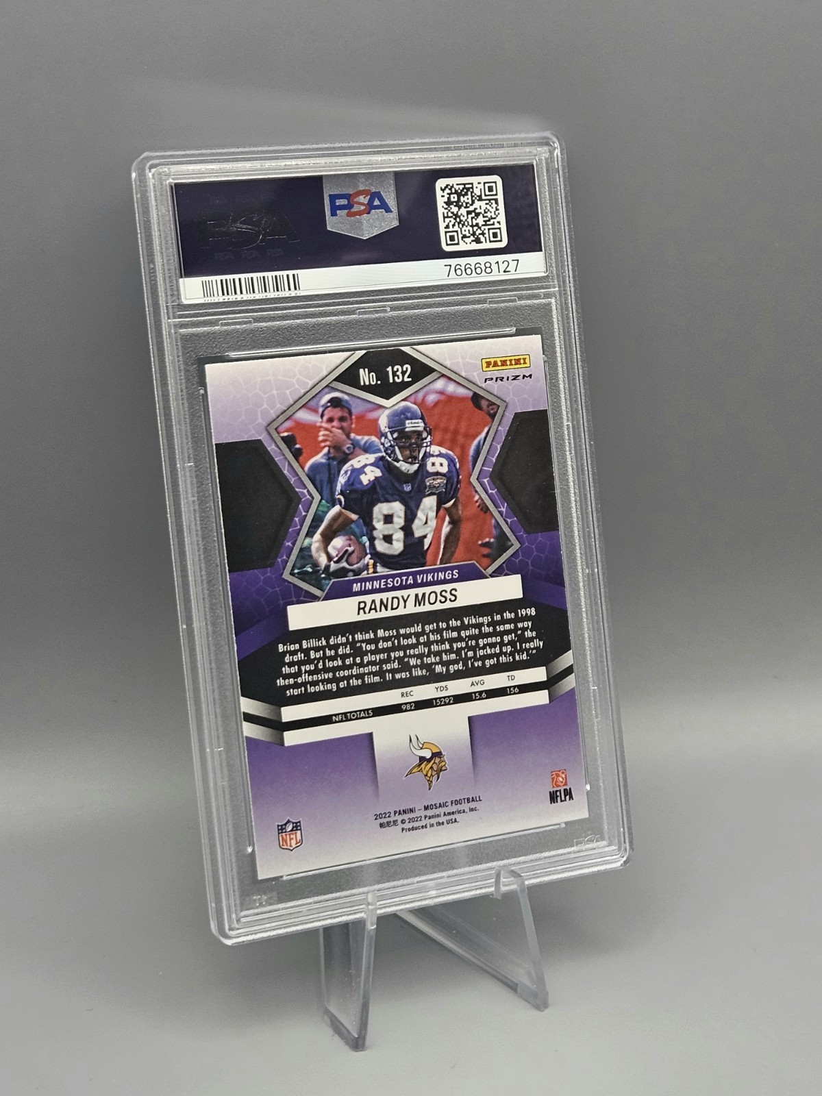 PSA 10 GEM Randy Moss Camo Pink Mosaic Prizm 2022 Panini Mosaic #132 HOF Legend view 5