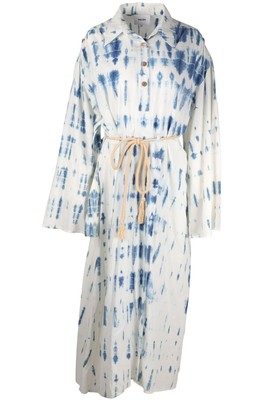 NANUSHKA MAXIKLEID BLAU BAUMWOLLE MEDIUM