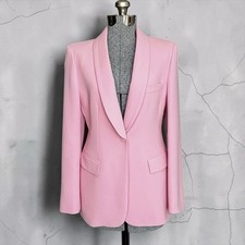 ZARA Women s M Pink Tailored Blazer Shawl Collar Longline Jacket