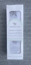 AMAZING BABY White Black Zebra Print Newborn Muslin Cotton Swaddle Blanket