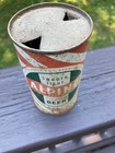 VTG  Flat Top Steel Beer Can 12oz ALPINE  1950s Green Red Stripe Chicago USA! — photo 2