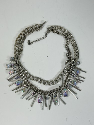 Mirina Collections Diem Statement Chains with Crystals Metal Tassel Necklace - Picture 4 of 10