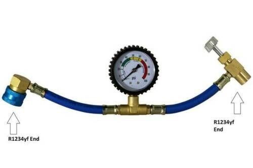 R1234YF CHARGING HOSE WITH R1234YF CAN TAP WITH GAUGE - BRASS #3605 