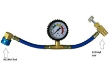 R1234YF CHARGING HOSE WITH R1234YF CAN TAP WITH GAUGE - BRASS #3605 