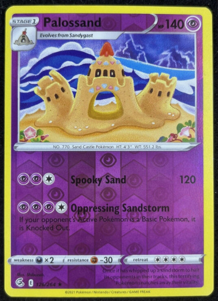 Pokemon -  Palossand  - 126/264 - Reverse Holo Rare - Fusion Strike - NM/M -New