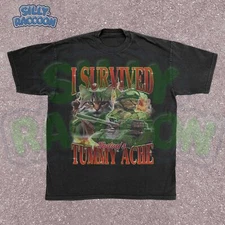 Sarcastic Cat Meme Shirt | I Survived Today's Tummy Ache | Goofy Cat Shirt