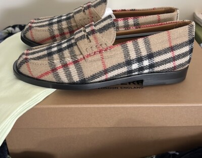 Burberry Check Wool Felt Loafers Women