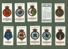 Tobacco cigarette cards Ships Badges.1925, Battleships,Torpedo Boats,Submarine,