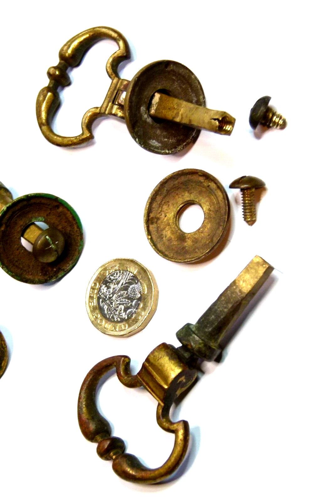 SUPERB SET X 8 ANTIQUE CHEST OF DRAWERS HANDLES AXE/DUTCH DROP