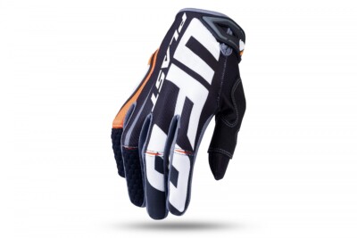 Paar Handschuhe Mann UFO Blaze Schwarz Orange MX Gloves Moto-Cross MTB KTM