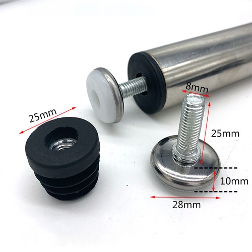 Square Tube Inserts End Caps / Adjustable Table Foot Furniture Leveling Feet M8 - Picture 23 of 27
