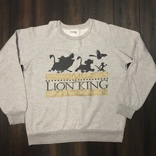 Disney Lion King Crewneck Sweatshirt Gray and Gold Screen Spell Out Size Medium