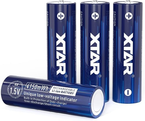 New 1.5V 4150Mwh Rechargeable AA Lithium Battery,4-Pack with Low-Voltage Indicat