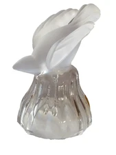 24% Lead Crystal Dinner Bell Frosted Dove Bird Taiwan Vintage Emson