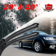 20" & 20" Pair Windshield Wiper Blades J-hook Quality Bracketless Frameless