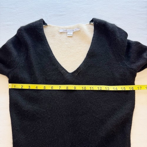 Diane Von Furstenberg Women's V-Neck Cashmere Sweater Size S Black & Beige - Picture 8 of 10