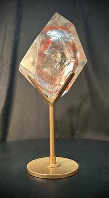 3.7'' Blood Fire Smelting Quartz Faceted Freeform With Metal Stand 11.1oz