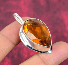 Wonderful Citrine Gemstone Handmade 925 Sterling Silver Pendant Jewelry