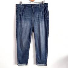 NYDJ Cuff Cropped Jeans 12 Blue Pleated Front Lift  Tuck Rockie Relaxed Casual