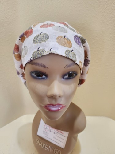 Pumpkins Metallic Women's Euro/Chef Surgical Scrub Hat/Cap Handmade - Picture 3 of 5