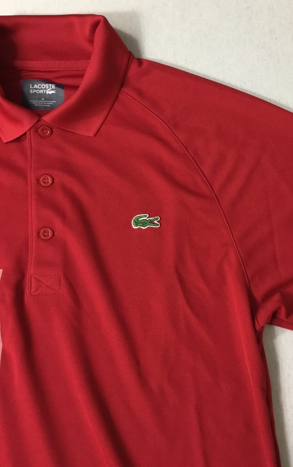 Lacoste Men Sport Tennis Piped Technical Pique Polo DH9631 Red Size 4/S