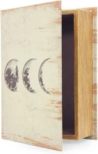 Decorative Book Boxes, Faux Wood with Magnetic Cover Storage for Hidden Jewelry,