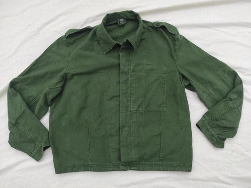 vintage 1960s 1970s Swedish Army work jacket military coat denim chore no straps