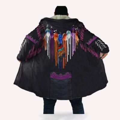 Cosmic Star Native American 3D All Over Printed Hooded Cloak Coat