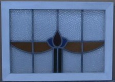 PRETTY ABSTRACT MIDSIZE OLD ENGLISH LEADED STAINED GLASS WINDOW 24.75" X 18"