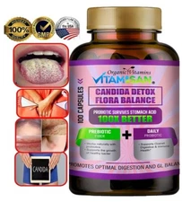 Candida Cleanse Detox Support Highest Potency  Yeast Infection Support 100 cap