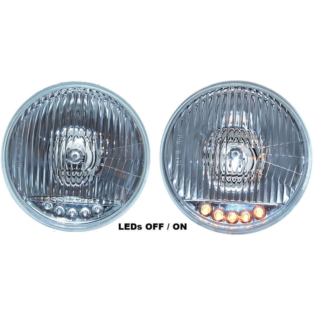 5 3 4 Stock H4 60W Halogen Headlight 5 LED Turn Signal Headlamp