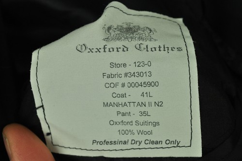 Oxxford Clothes 100% Wool Flannel Navy Blue Windowpane Suit 41/42 Long USA - Picture 11 of 12