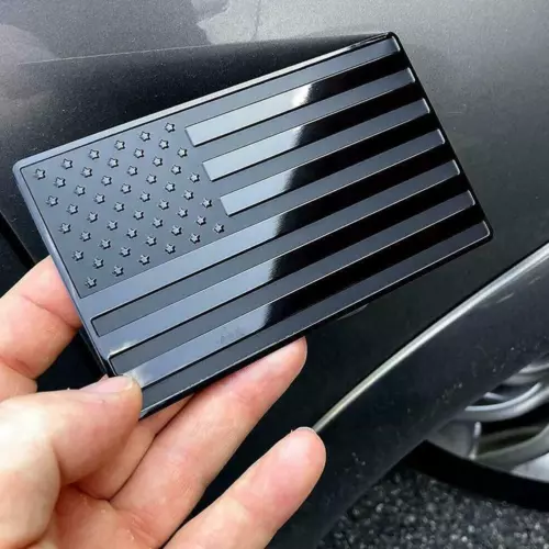 2x 3D Metal USA Flag Sticker American Car Truck Decal Emblem Black Stickers