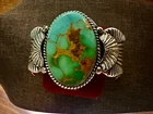 Old Pawn Rare Huge Signed Royston Turquoise & Sterling Silver Cuff Bracelet 134g