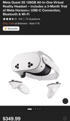 Meta Quest 3S 128GB All-In-One Virtual Reality Headset