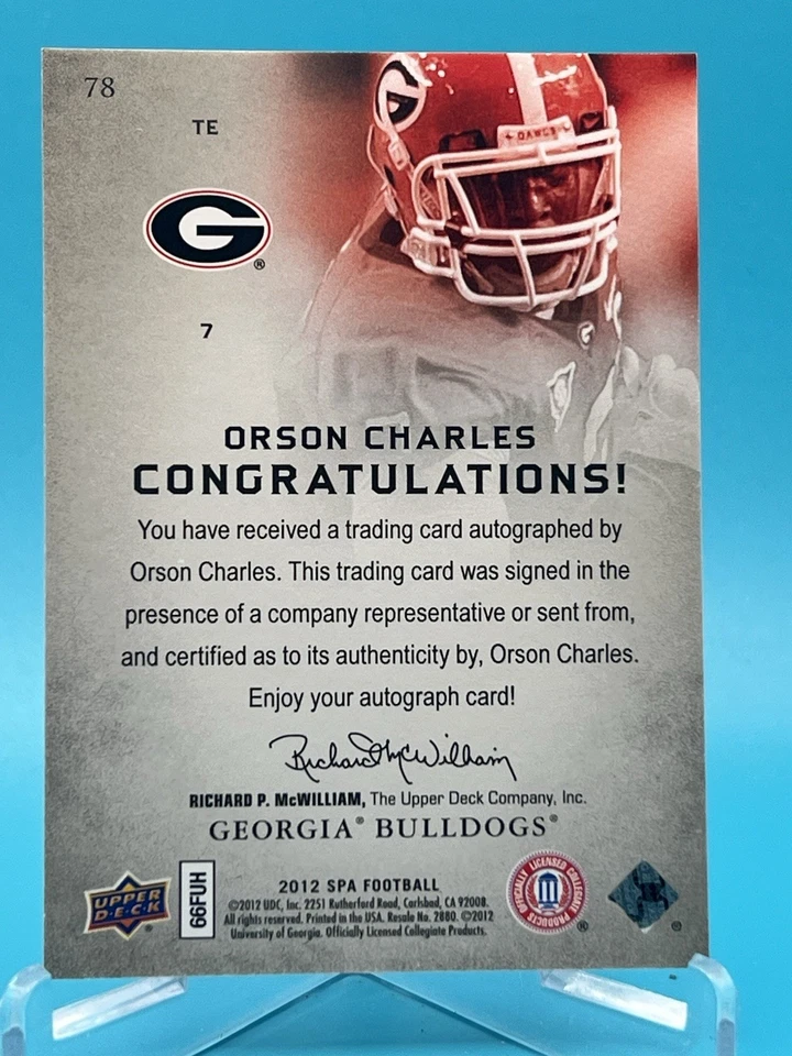 2012 SP Authentic Auto Orson Charles #78 Rookie Auto RC - Image 2 of 2