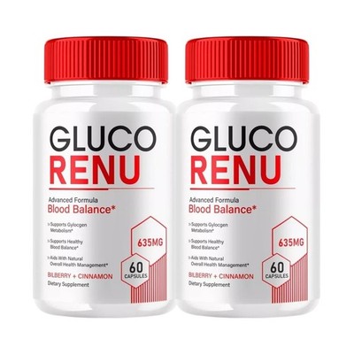 2-Pack Gluco Renu,  Glyco Optimizer Blood Balance GlucoRenu Pills - 120 Capsules