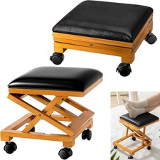2 Pack Rolling Adjustable Foot Rest Foldable Under Desk Ottoman with Wheels