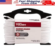 Nylon Diamond Braid Rope 3/16in x 100ft Multi-Purpose Durable High-Stretch New