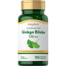 Ginkgo Biloba 120 mg | 100 Capsules | Extract | Non-GMO | by Piping Rock