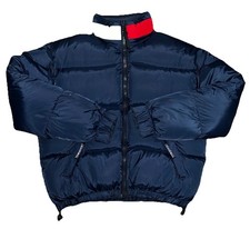 Vtg 90s Womens Tommy Hilfiger Athletic Gear Flag Logo Puffer Down Jacket Medium